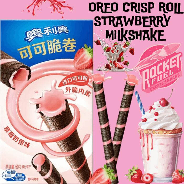 Oreo Crisp Roll Strawberry Milkshake - Rocket Fuel Snack